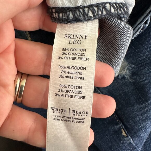 NWT White House Black Market Distressed Low-rise Skinny Jeans 8 #BAG4 - Picture 6 of 9